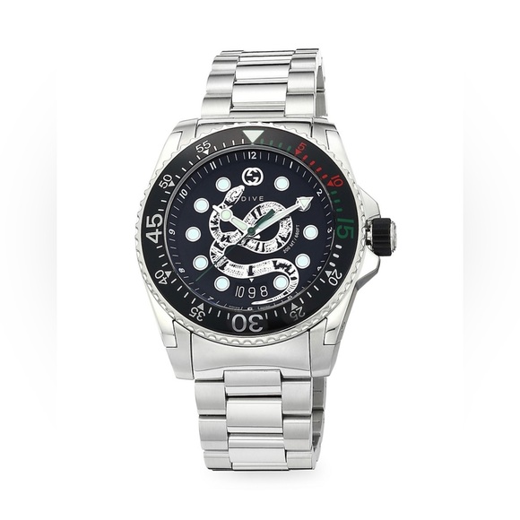 Diver Gucci Dive 45MM Stainless Steel King Snake Dial - Picture 1 of 9